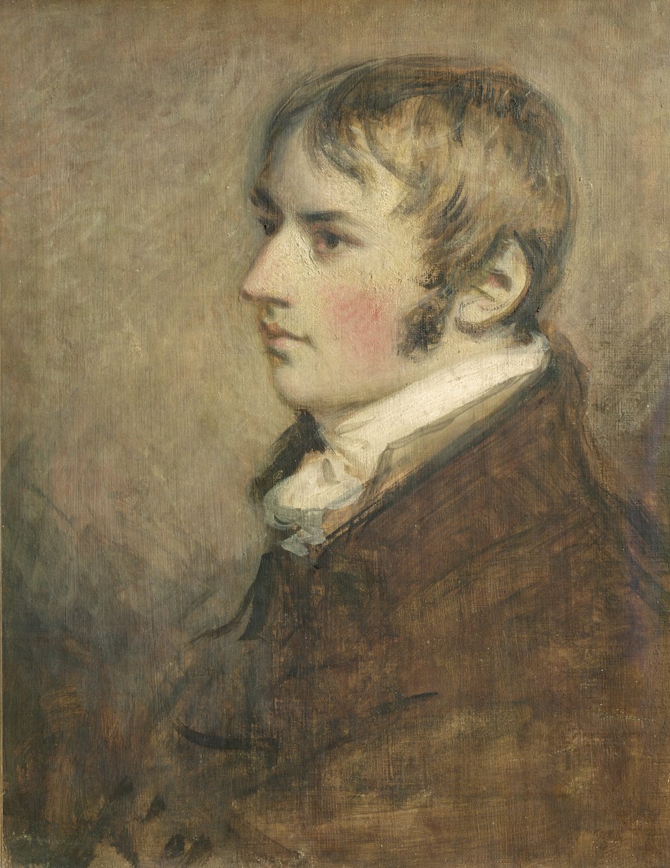 John Constable（1776-1837）的肖像，年龄20，1796年（蛋彩画） 作者 丹尼尔·加德纳