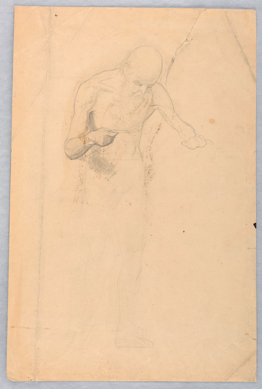 素描，站立的大胡子男人，1852 年 作者 丹尼尔·亨廷顿