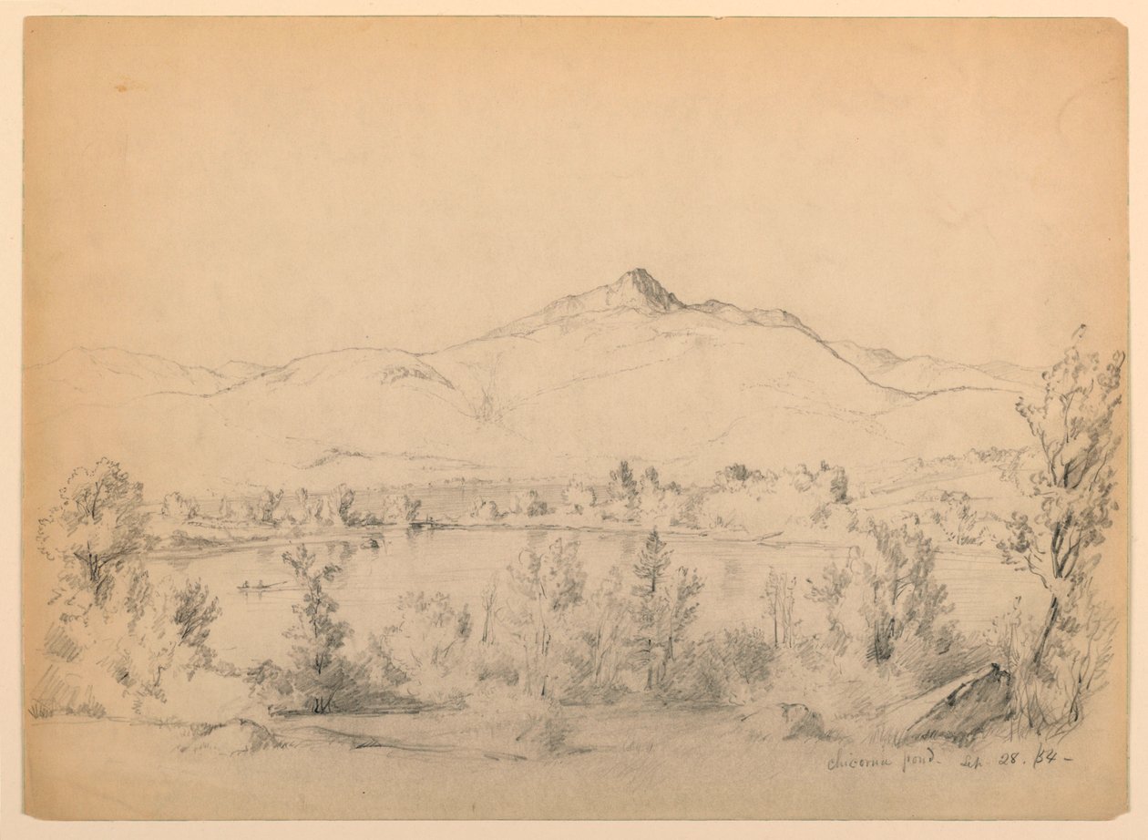 绘图，新罕布什尔州乔科鲁阿池塘和山，1854 年 9 月 28 日 作者 丹尼尔·亨廷顿