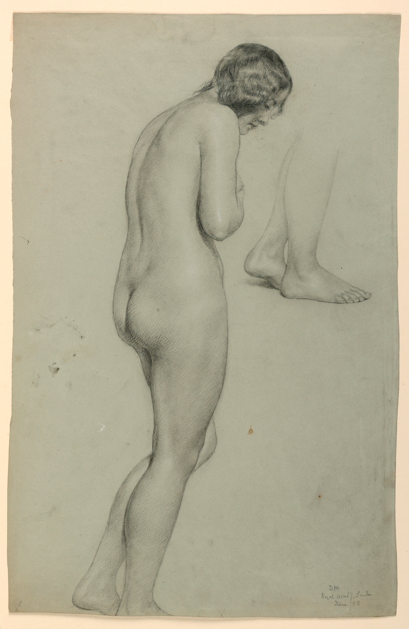 素描，女性裸体，1858 年 作者 丹尼尔·亨廷顿