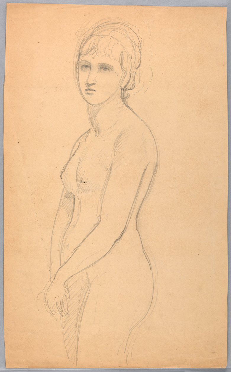 素描，女性裸体站立，1860-70 年 作者 丹尼尔·亨廷顿