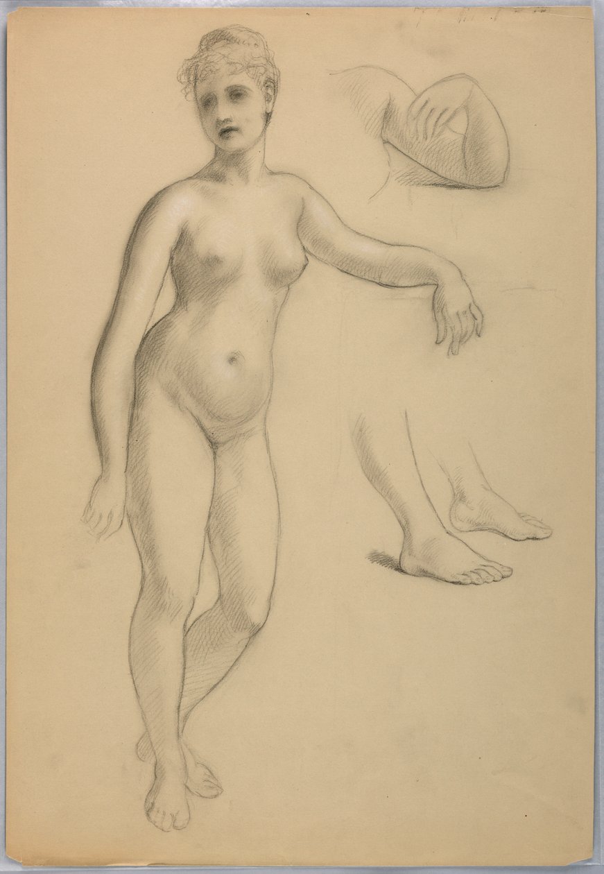 素描，站立的女性裸体，1860-70 年 9 月 作者 丹尼尔·亨廷顿