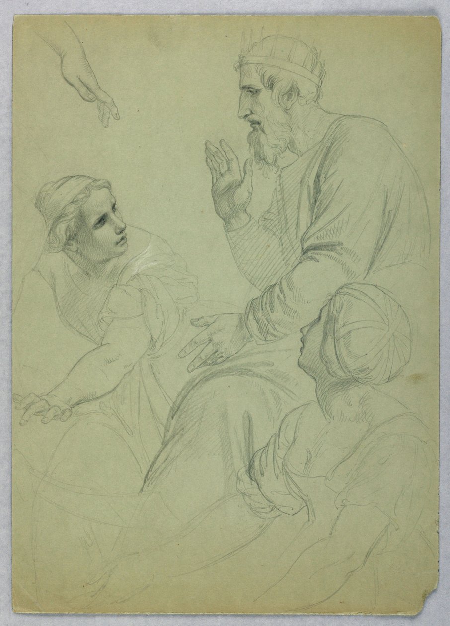 素描，国王和两个女人， Separ，约 1845 年 作者 丹尼尔·亨廷顿