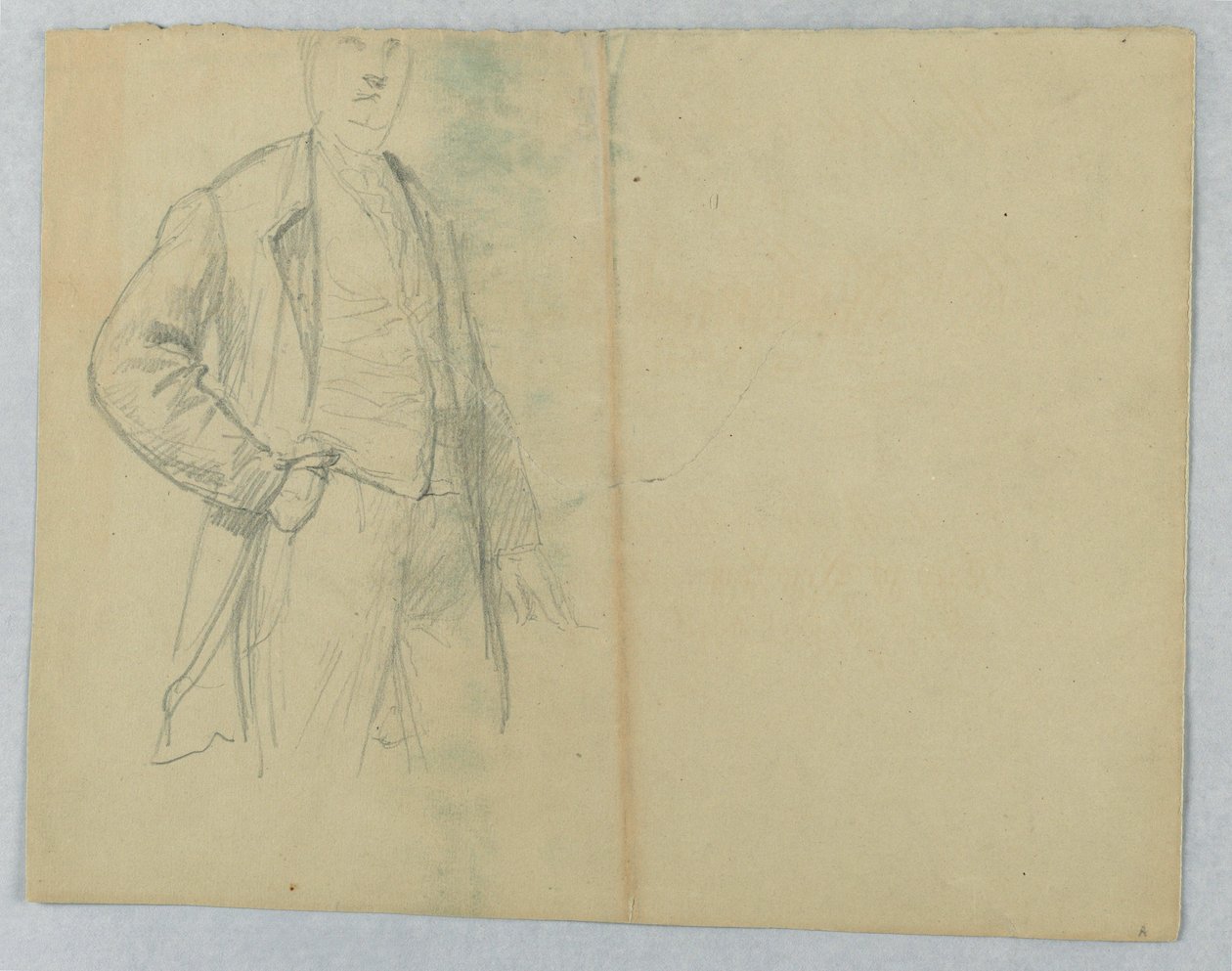 素描，老塞缪尔-沃德先生，手插口袋站立，1880 年 作者 丹尼尔·亨廷顿