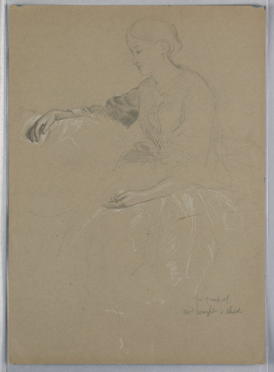 素描，威廉-赖特夫人和孩子，1857 年 作者 丹尼尔·亨廷顿