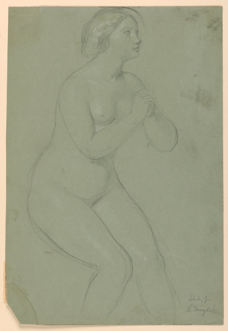 素描，"A Magdalen "研究，F，1852 年 作者 丹尼尔·亨廷顿