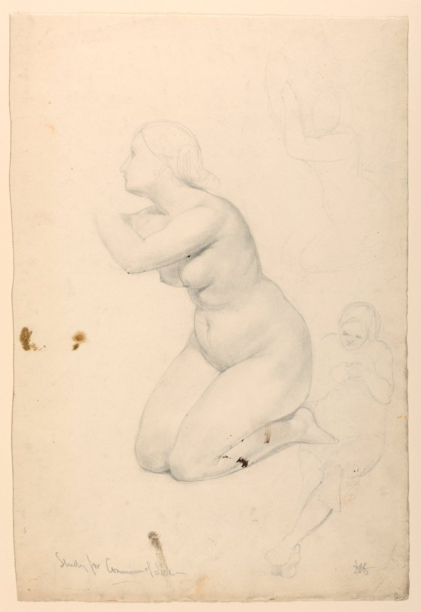 绘画，"病人的圣餐 "研究，1844-45 年 作者 丹尼尔·亨廷顿