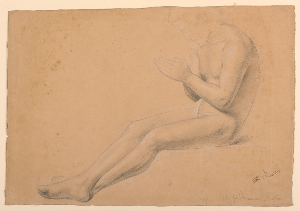 绘画，"病人的圣餐 "研究，1844-45 年 作者 丹尼尔·亨廷顿