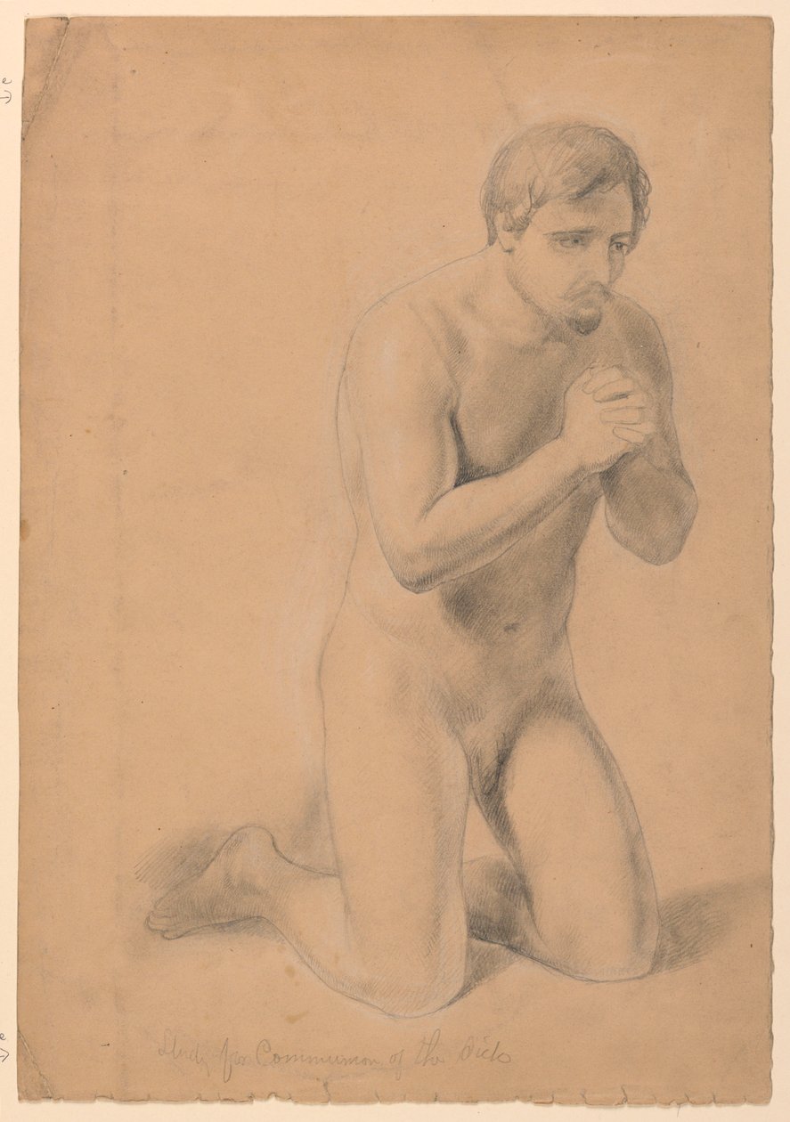 绘画，"病人的圣餐 "研究，1844 年 作者 丹尼尔·亨廷顿