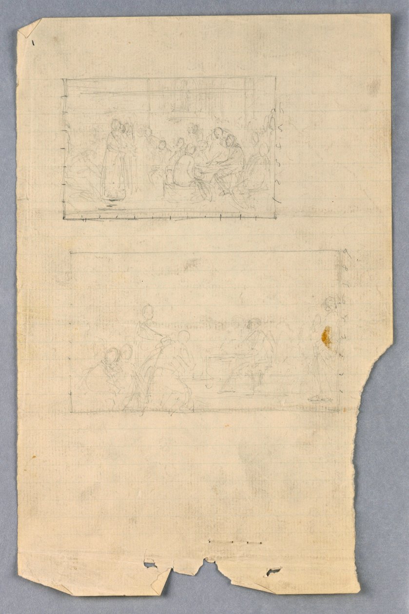 素描，"科学小组 "研究，1858 年 作者 丹尼尔·亨廷顿