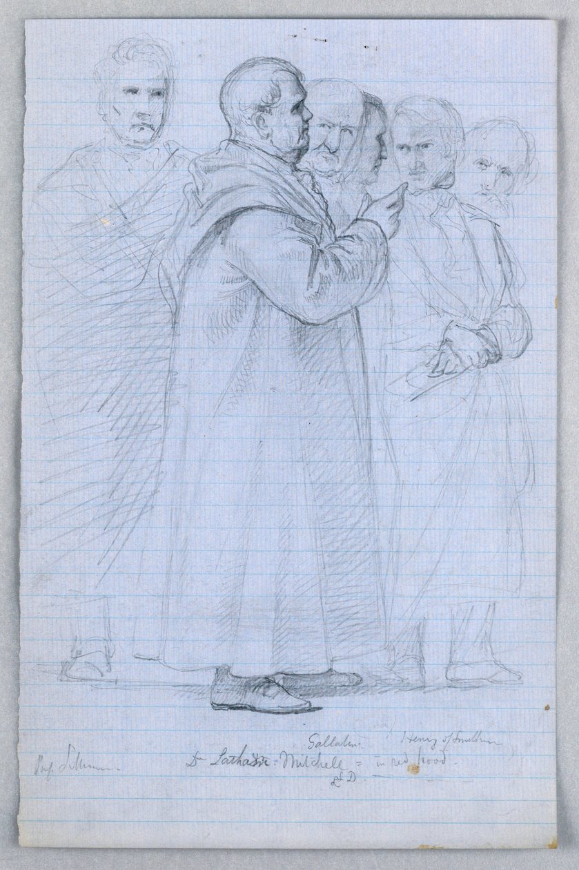 素描，"科学小组 "研究，1858 年 作者 丹尼尔·亨廷顿