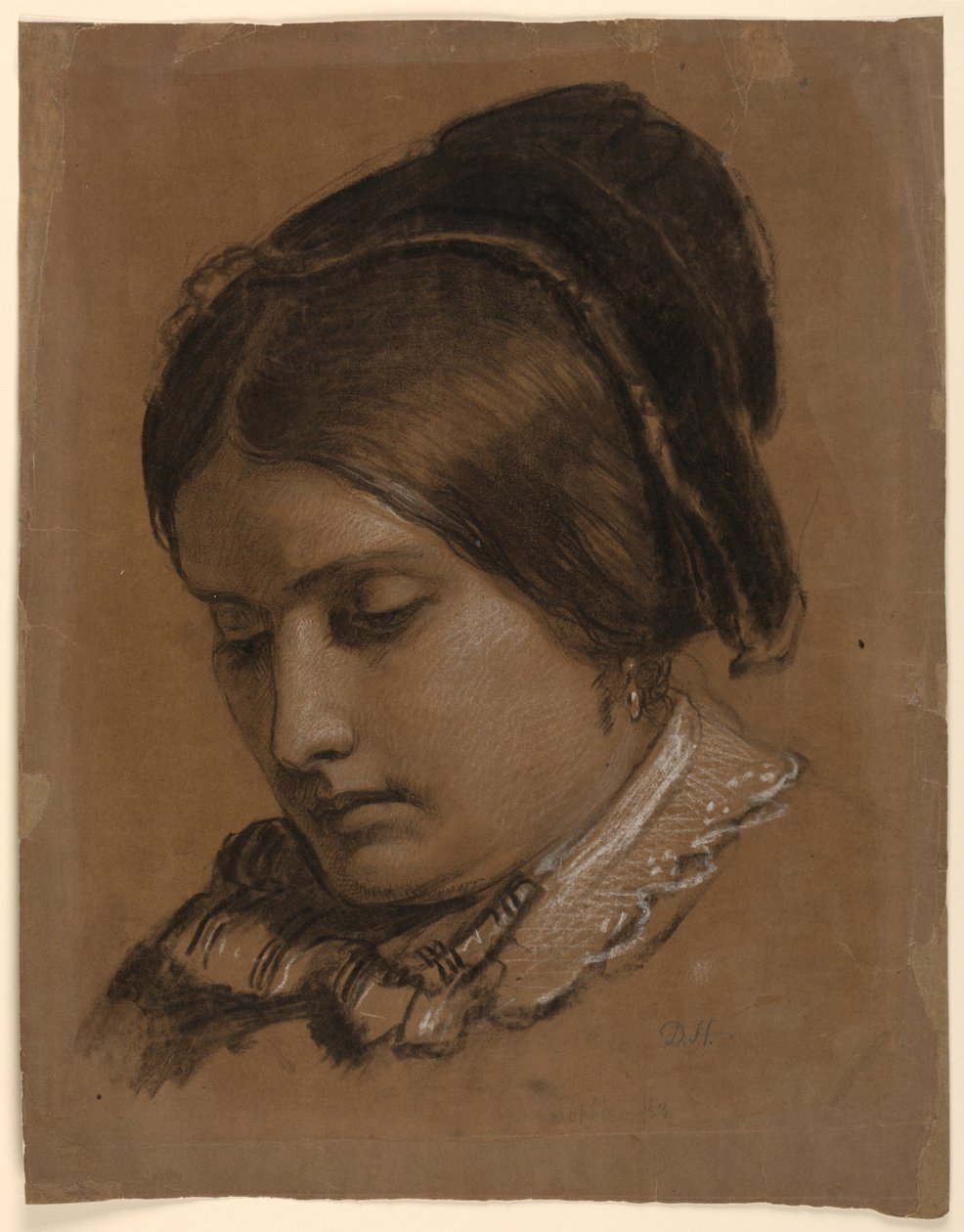 素描，《艺术家的妻子苏菲》，1853 年 作者 丹尼尔·亨廷顿