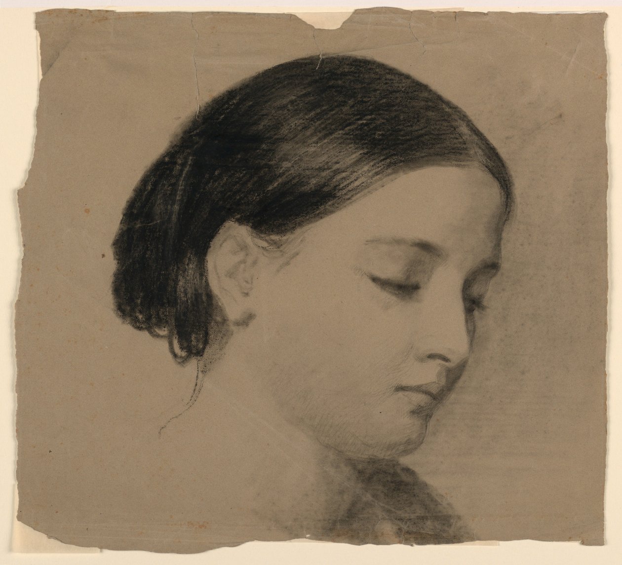 素描，《艺术家的妻子苏菲》，1853 年 作者 丹尼尔·亨廷顿