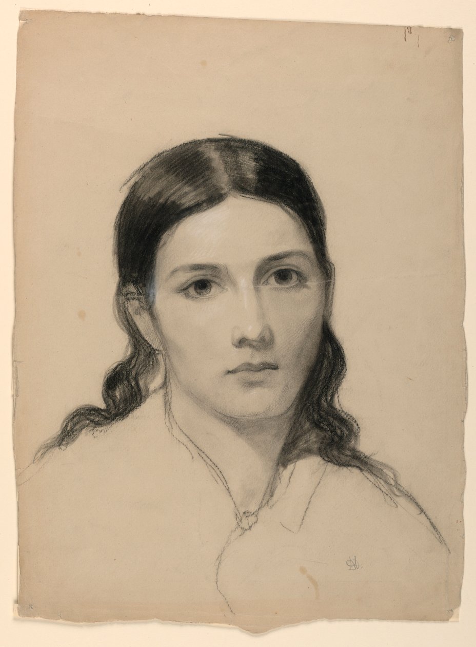 素描，《艺术家的妻子苏菲》，1853 年 作者 丹尼尔·亨廷顿