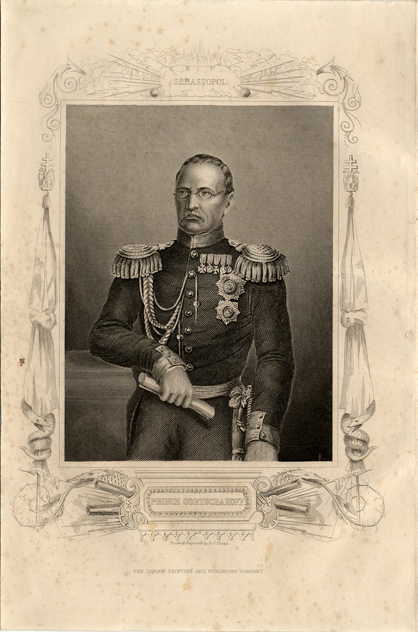 米哈伊尔·德米特里耶维奇·戈尔恰科夫王子的肖像1795-1861年，1856年 作者 丹尼尔·约翰·庞德
