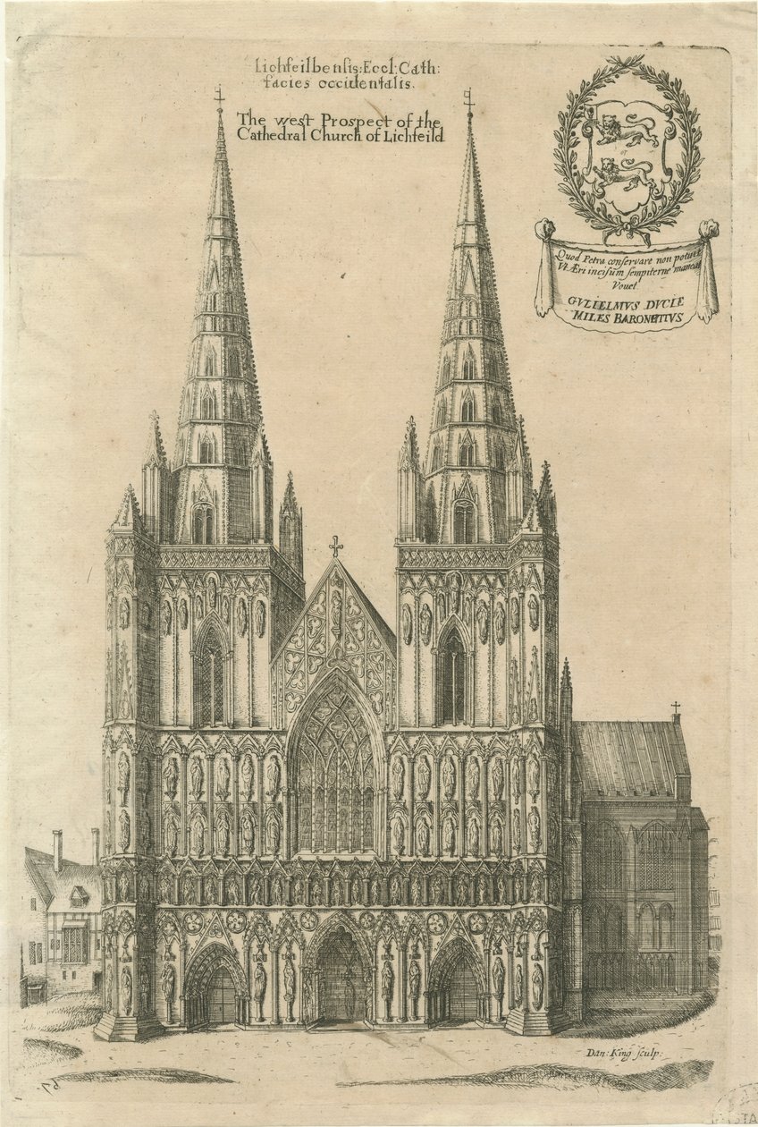 利奇菲尔德大教堂（Lichfield Cathedral）-西线：版画，[17世纪末] 作者 丹尼尔·金
