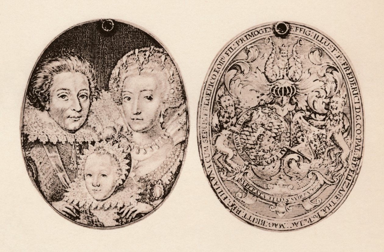 波西米亚的弗雷德里克（Frederick），伊丽莎白·斯图亚特（Elizabeth Stuart）和他们的儿子弗雷德里克·亨利（Frederick Henry），1621年，1904年 作者 丹尼尔·迈滕斯