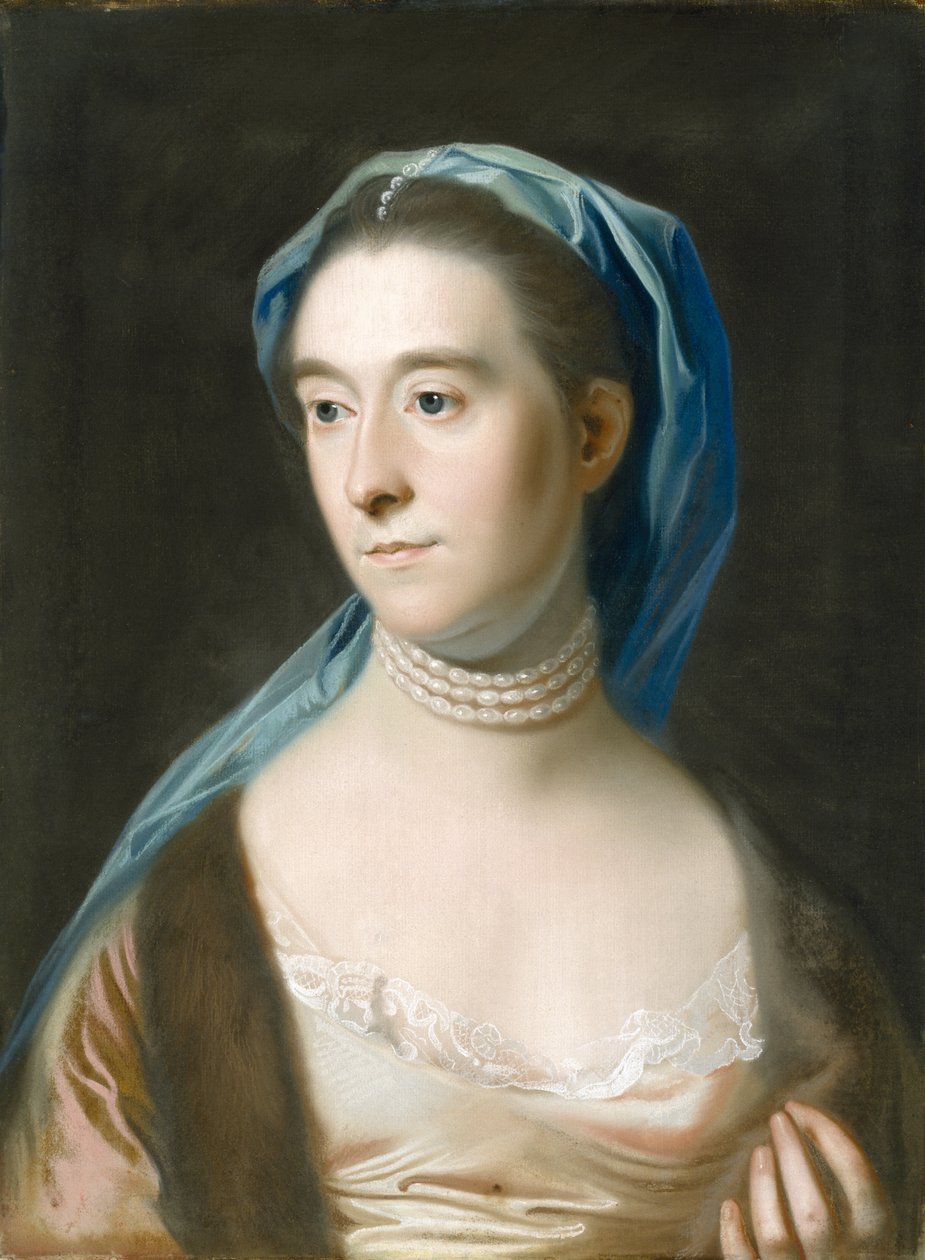 Joseph Henshaw夫人的肖像（Sarah Henshaw，1736年至1822年），c。 1770年（纸上粉彩，装在亚麻布上） 作者 丹尼尔·迈滕斯