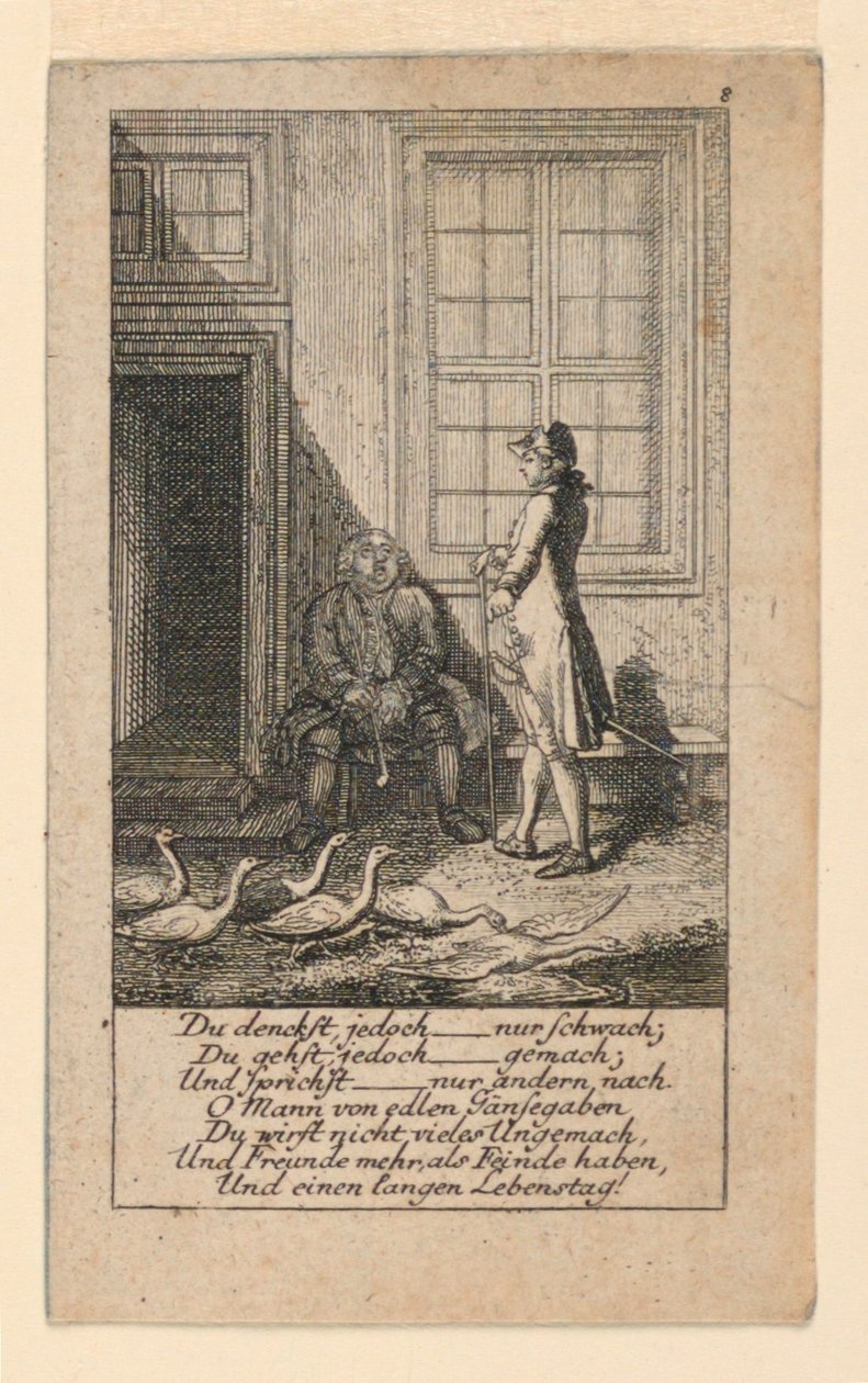 懒惰和软弱的人，"Königl: Grosbrit [anische] Genealogischer Kalender auf das 1780 Jahr Lauenberg bey J.G. Berenberg "插图。 作者 丹尼尔·尼古拉斯·肖多维奇