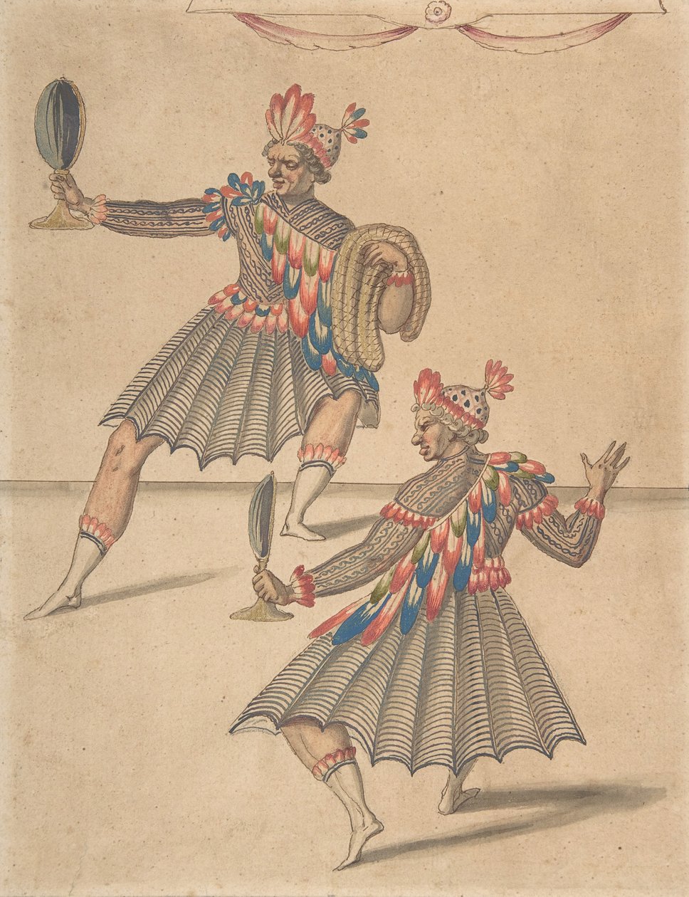 为Billebahaut的Douairière芭蕾舞团绘制的两个 "美国人"，1626年。 作者 丹尼尔·拉贝尔（Daniel Rabel）