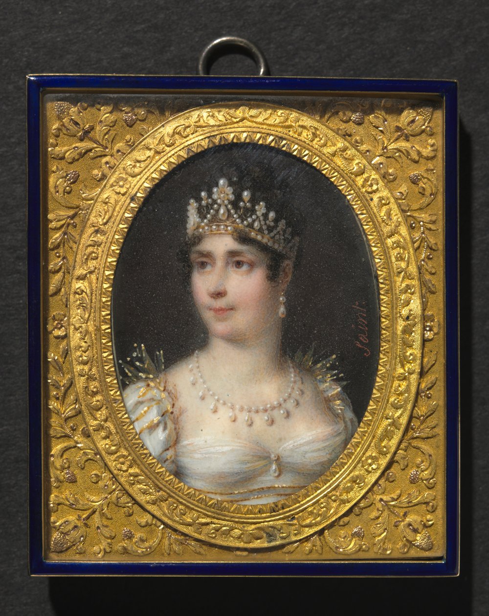 法国皇后约瑟芬-德-博阿尔奈肖像，约 1806 年（象牙水彩画，镀金金属珐琅画框） 作者 丹尼尔·圣