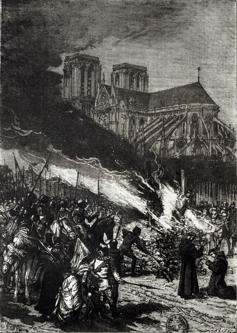 燃烧的圣殿骑士，Jules Michelet的“法国历史”插图（1798-1874） 作者 丹尼尔·乌拉比埃塔·维奇（Daniel Urrabieta Vierge）