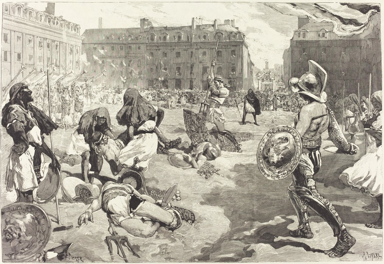 雷恩的节庆活动。伟大的罗马骑兵队, 18831890. 作者 丹尼尔·乌拉比埃塔·维奇（Daniel Urrabieta Vierge）