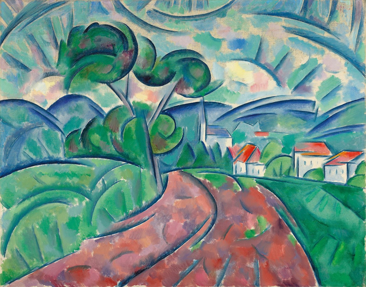 通往乡村的道路； La Route au village，约1908-1912 作者 丹尼尔·弗拉基米尔·巴拉诺夫·罗辛