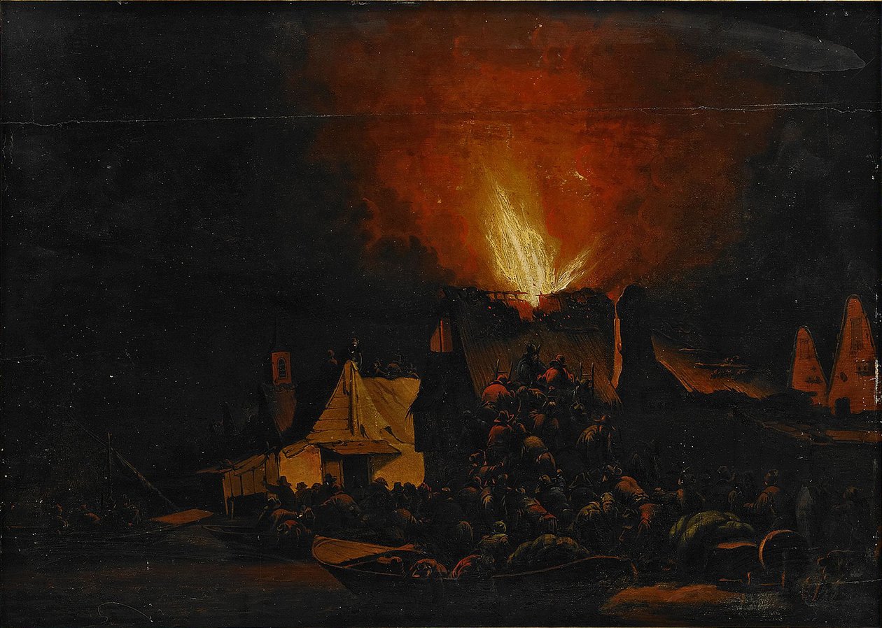 夜火，1660年 作者 丹尼尔·沃斯梅尔