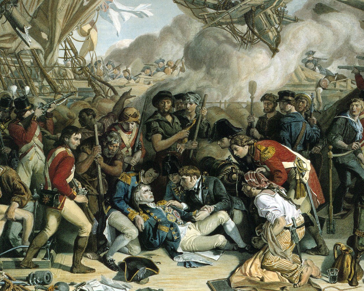 纳尔逊的死亡，胜利的下甲板的细节，1863-65 作者 丹尼尔·麦克利塞之后