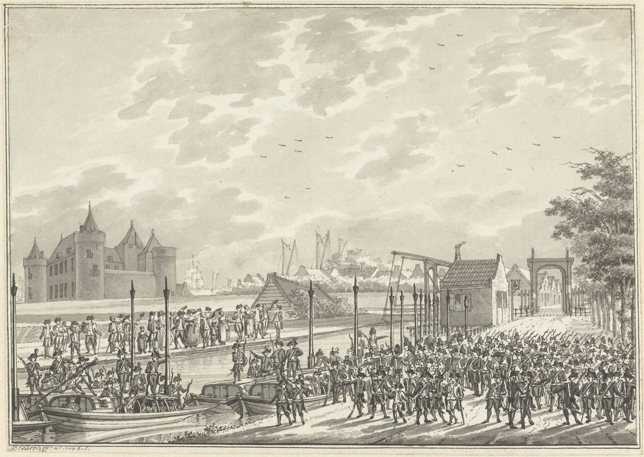 武装的阿姆斯特丹市民抵达穆伊登，1787 年 作者 丹尼尔·科霍夫