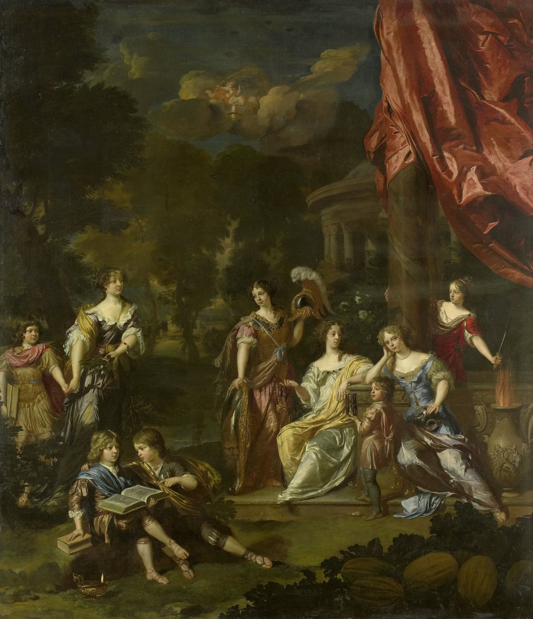 莱顿市长 Diederic Pietersz van Leyden van Leeuwen 和 Alida Paets 的孩子们的寓意集体肖像 作者 丹尼尔·米滕斯 (II)