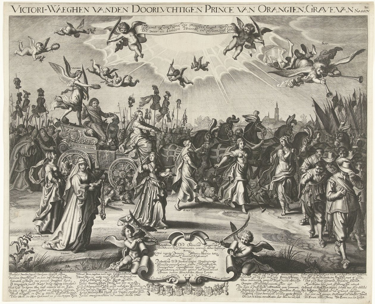 腓特烈-亨利凯旋的寓意，1629 年
Victori-Waeghen vanden Doorluchtigen Prince van Orangien，Grave van Nassou 等。(物品上的标题） 作者 丹尼尔·范登布雷登