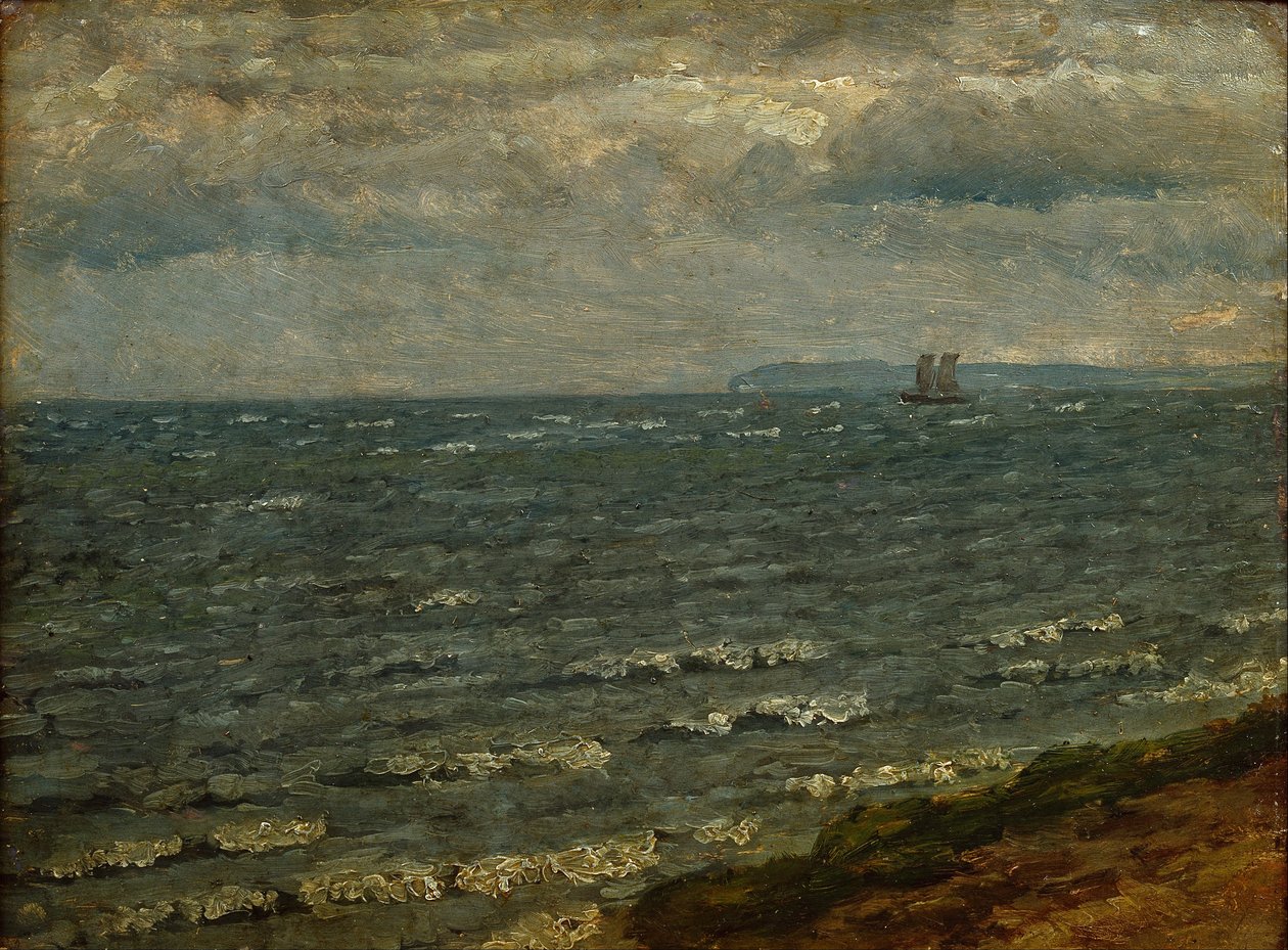 即将来临的雨的海景。 Lillebælt 作者 Dankvart Dreyer