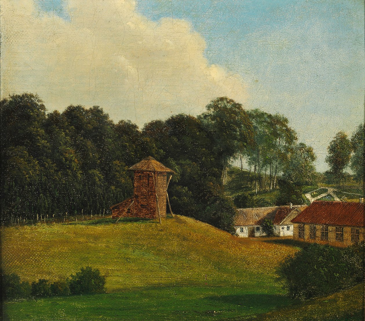 丹麦语：  Parti fra "Mariendal ved Assens" 阿森斯附近的 Mariendal 景观 作者 Dankvart Dreyer