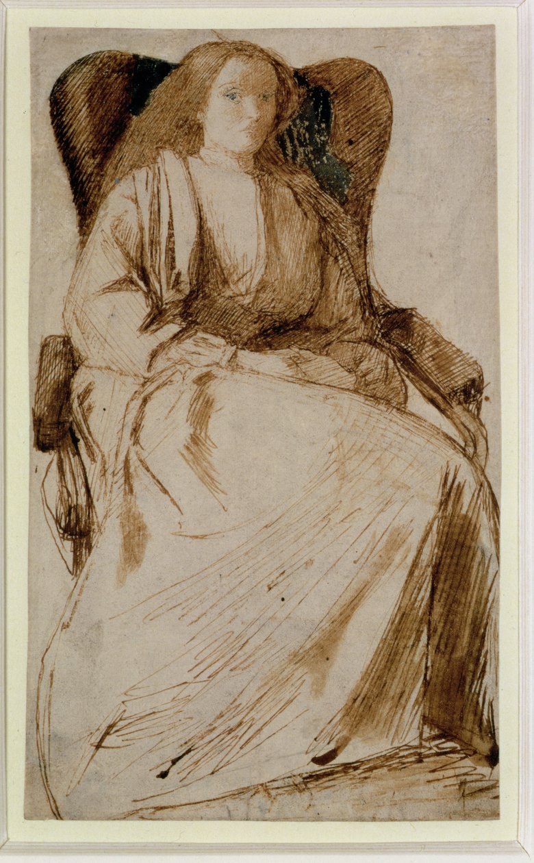 伊丽莎白·西达尔，1855-58（钢笔和棕色墨水） 作者 但丁·加布里埃尔·查尔斯·罗塞蒂