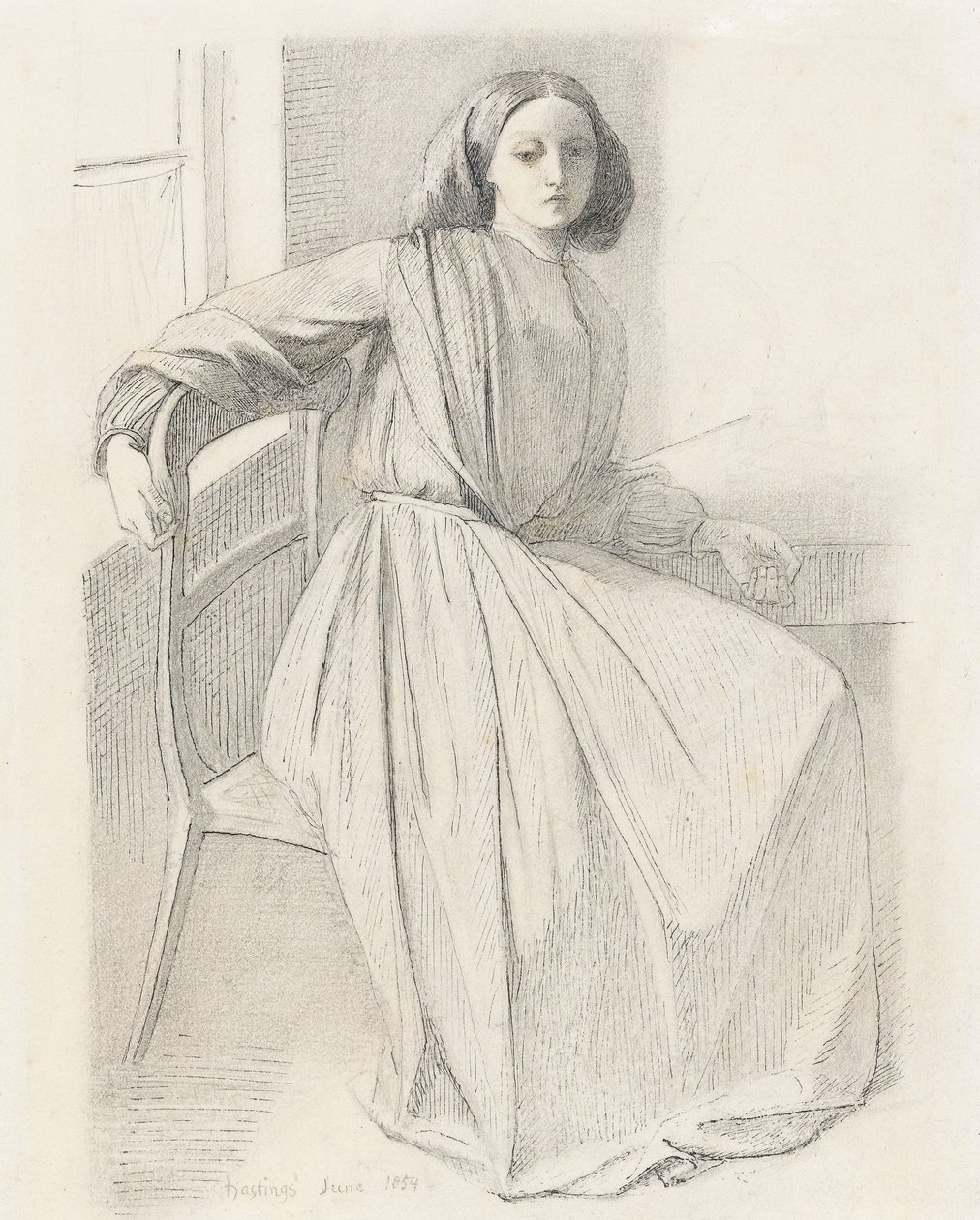伊丽莎白·西达尔的肖像，1854-56 作者 但丁·加布里埃尔·查尔斯·罗塞蒂