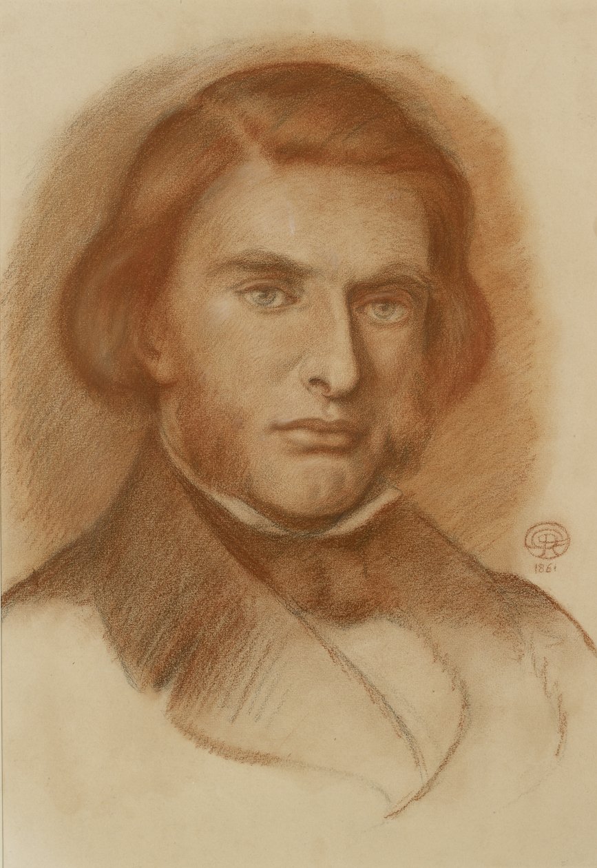 John Ruskin的肖像，1861年（红色和一些黑色粉笔） 作者 但丁·加布里埃尔·查尔斯·罗塞蒂