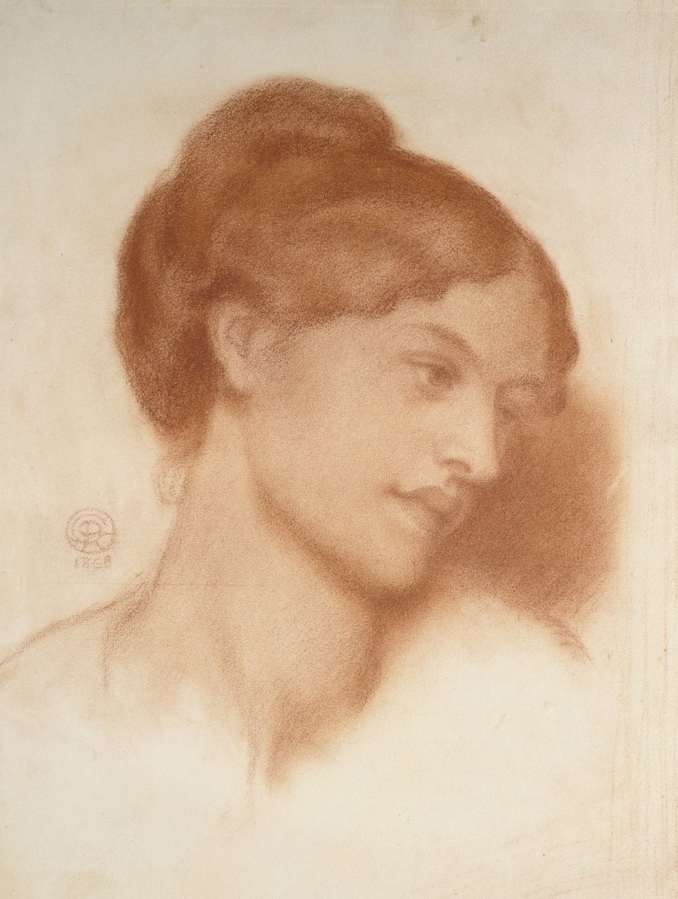 穆雷·马克斯夫人的肖像，1868年（白纸上的红色粉笔） 作者 但丁·加布里埃尔·查尔斯·罗塞蒂