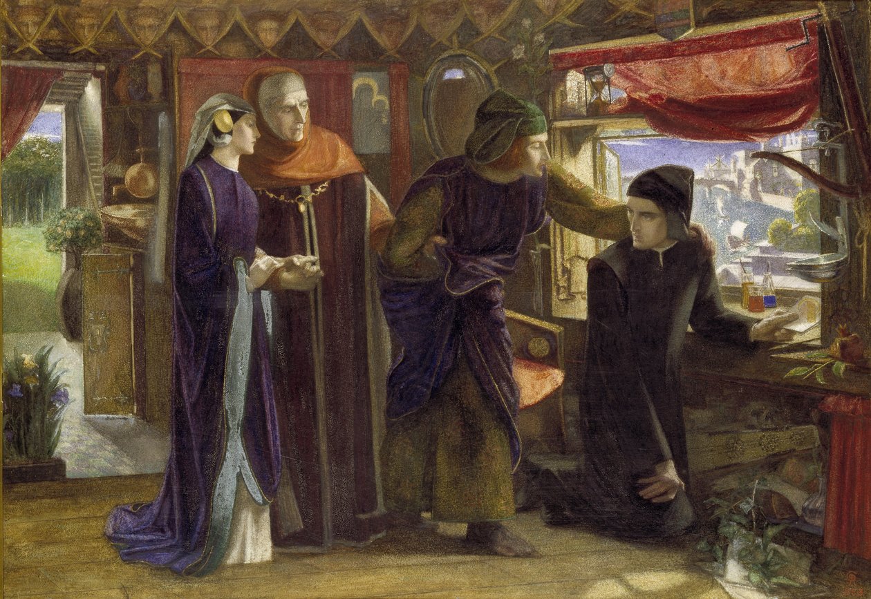 比阿特丽斯逝世一周年，1853-54 作者 但丁·加布里埃尔·查尔斯·罗塞蒂
