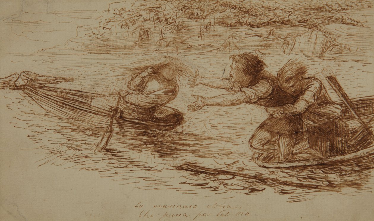 船夫和海妖，约 1853 年（纸上钢笔和墨水） 作者 但丁·加布里埃尔·查尔斯·罗塞蒂