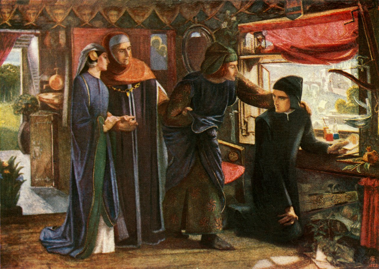 但丁画的天使，1853年，c1912 作者 但丁·加布里埃尔·查尔斯·罗塞蒂