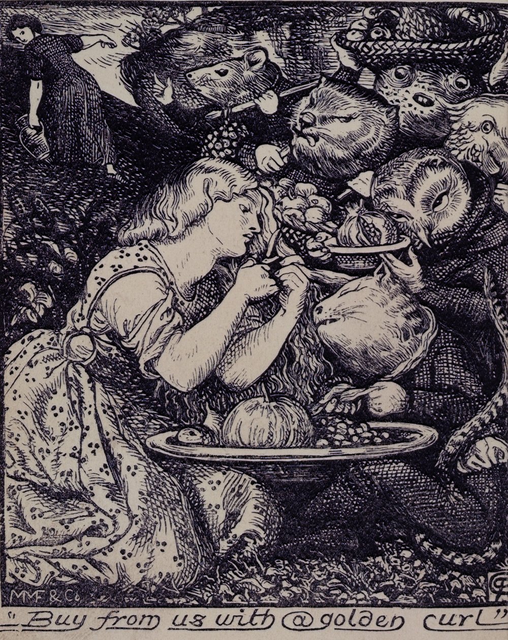 妖精市场和其他诗篇....》的封面插图1862年（平版） 作者 但丁·加布里埃尔·查尔斯·罗塞蒂