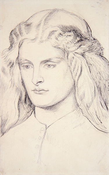 安妮-米勒的肖像研究，约1860-63（纸上钢笔、印度墨水和石墨）。 作者 但丁·加布里埃尔·查尔斯·罗塞蒂