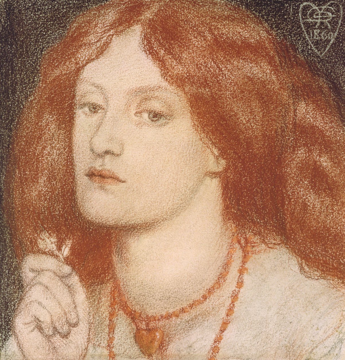 Regina Cordium或1860年的女王之心（粉彩纸） 作者 但丁·加布里埃尔·查尔斯·罗塞蒂