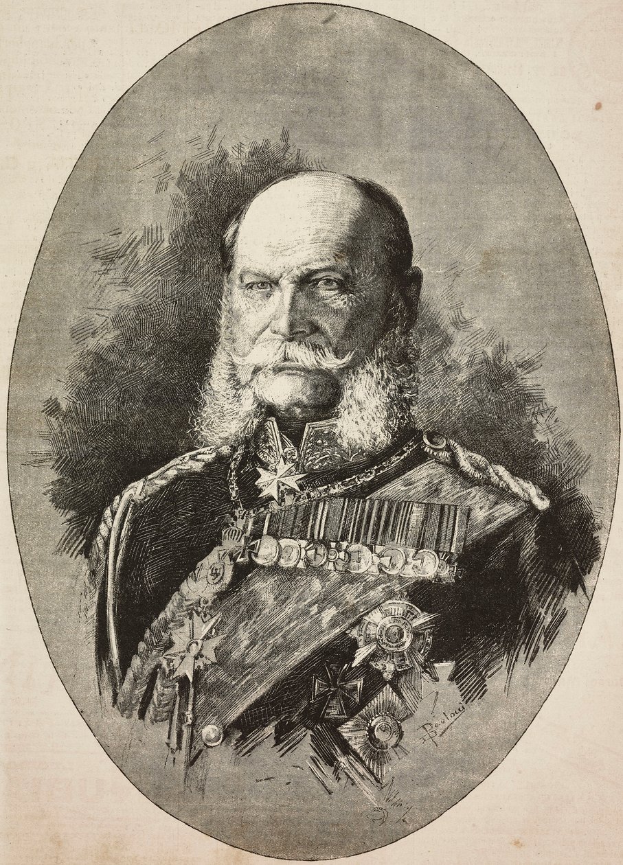 德国皇帝威廉一世 (1797-1888)，1887 年，根据但丁·保洛奇 (Dante Paolocci) 的绘画雕刻而成，来自《意大利插画》，第 13 期，3 月 27 日 作者 但丁保洛奇