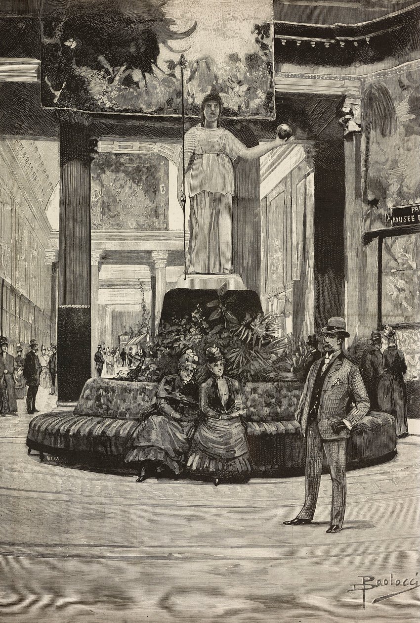 织物和蕾丝博览会，Rotonda and Fabrics Gallery，罗马，意大利，雕刻自 Dante Paolocci 的绘画，来自 L