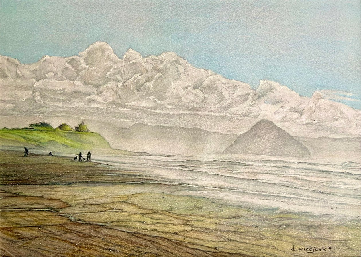 加利福尼亚海岸线，2017（纸上铅笔、墨水和丙烯颜料） 作者 达雷尔·温杰克