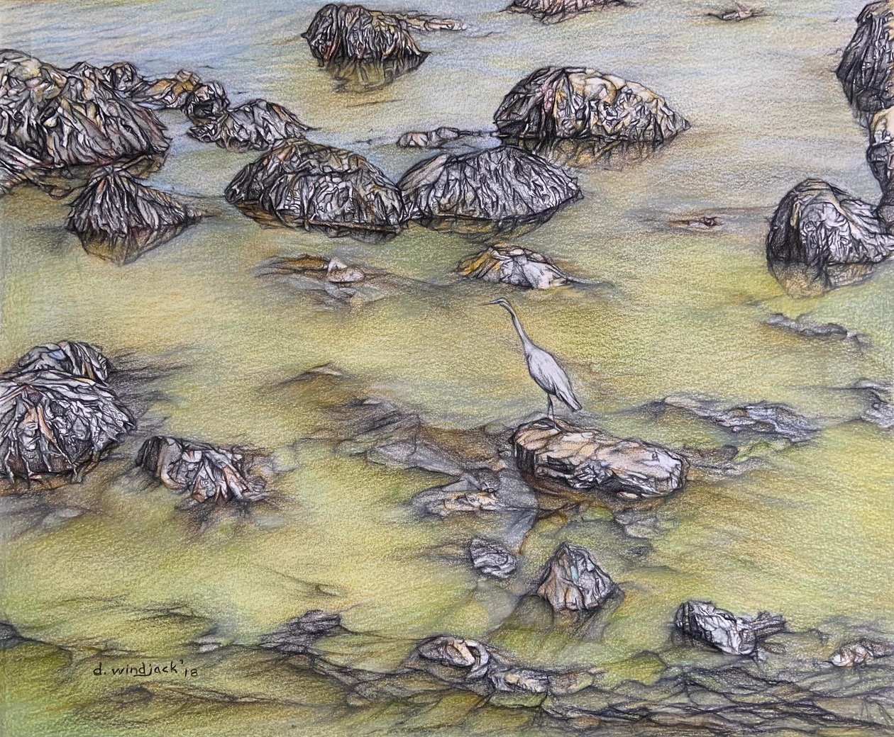 着陆台，2018（纸上铅笔） 作者 达雷尔·温杰克