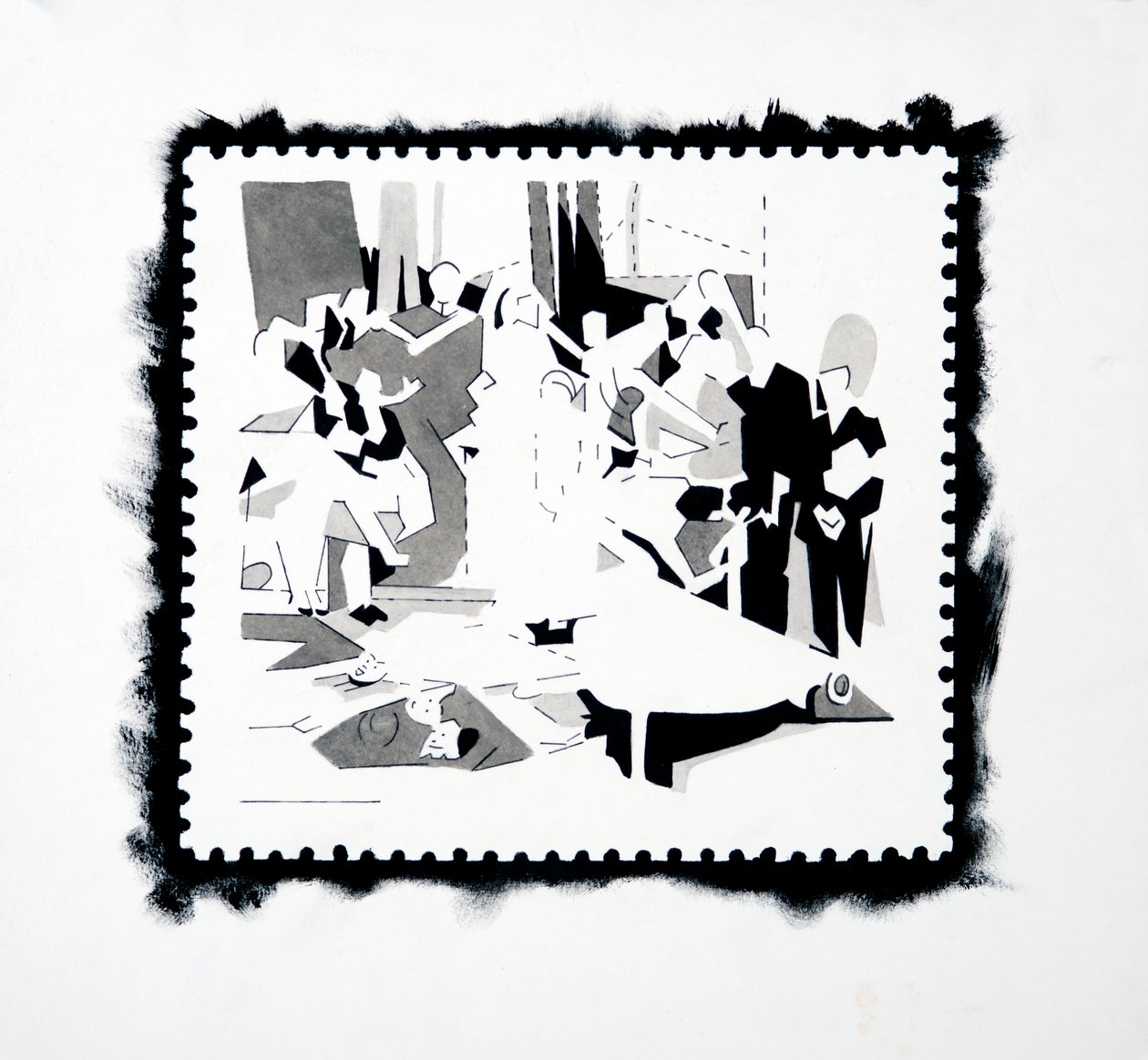 潘的盛宴》（邮票研究），2019 年（纸本水墨） 作者 达伦·科菲尔德
